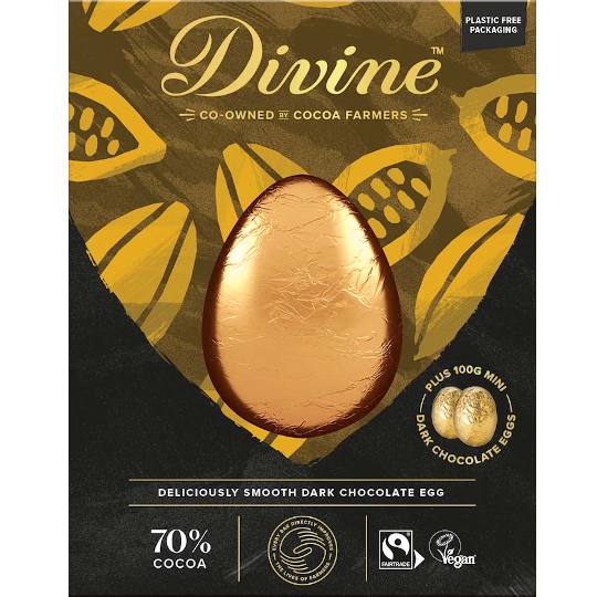 Divine Luxury Dark Chocolate Egg with Dark Chocolate Mini Eggs
