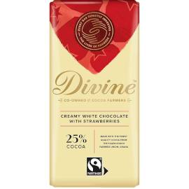 Divine White Chocolate with Strawberries Chocolate Bar 90g