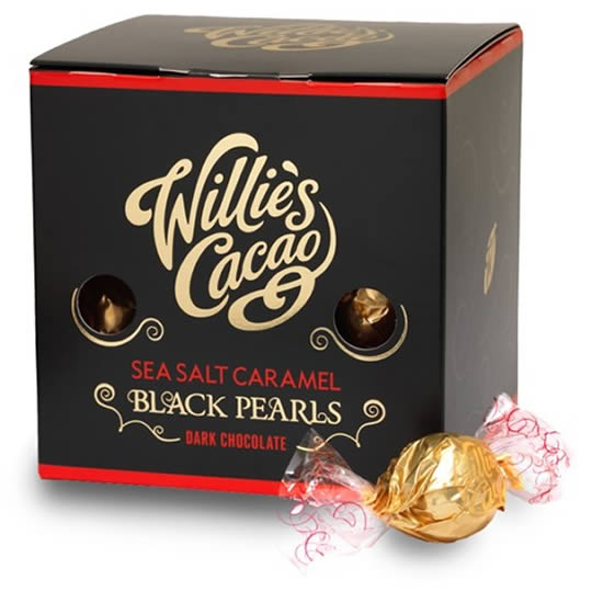 Willie’s Cacao Sea Salt Caramel Black Pearls Dark Chocolate 150g