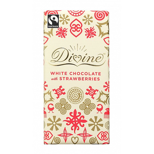 Divine White Chocolate Bar with Strawberries