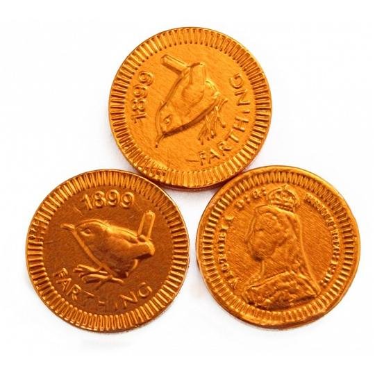 Chocolate Trading Co. - 22mm Copper Farthing, Chocolate Coins