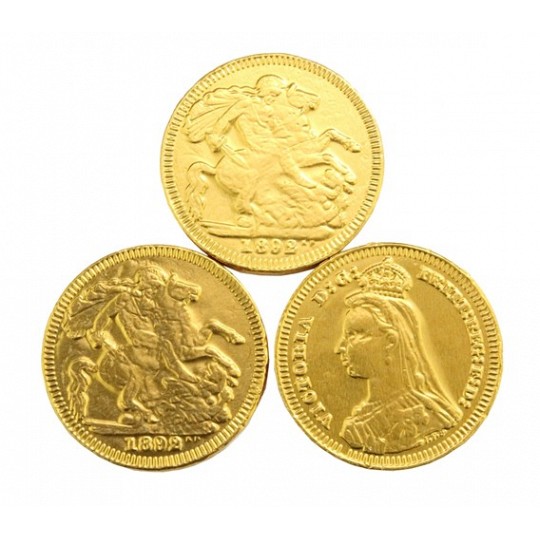 Gold Chocolate Coins, 38mm Gold Sovereigns