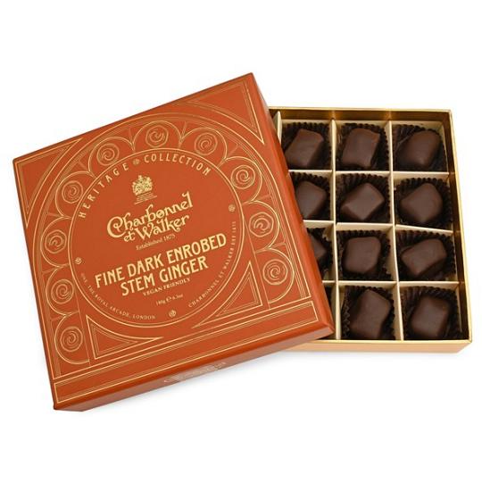 Charbonnel et Walker Fine Dark Enrobed Stem Ginger Chocolate Box 175g