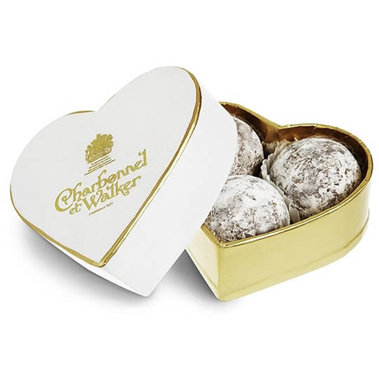 Charbonnel et Walker Milk Marc de Champagne Chocolate Truffles Mini White Heart Shaped Chocolate Box 34g