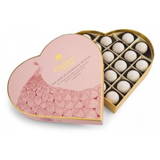 Charbonnel et Walker Pink Marc de Champagne Truffles Heart Shaped Chocolate Box 340g