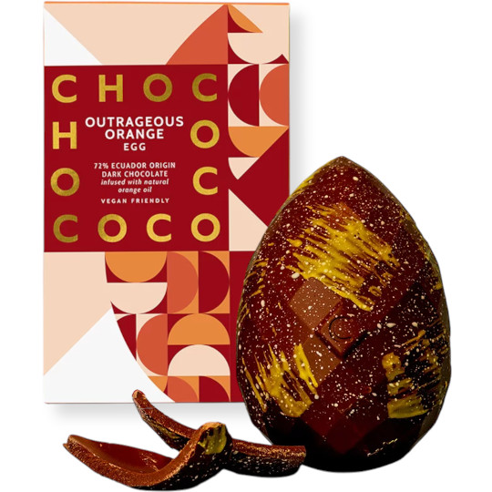 CHOCOCO Outrageous Orange 72% Cocoa Dark Chocolate Easter Egg