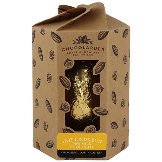 CHOCOLARDER Hot Cross Bun 50% Cocoa Milk Chocolate Easter Egg 90g