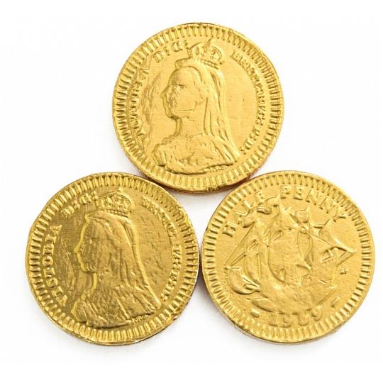 Medium Sized, 28mm, Gold Milk Chocolate Coins