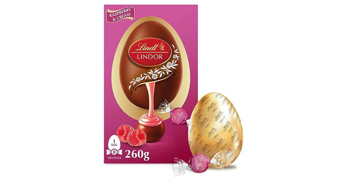 Lindt LINDOR Raspberry & Cream Easter Egg 260g | choc-o-holic