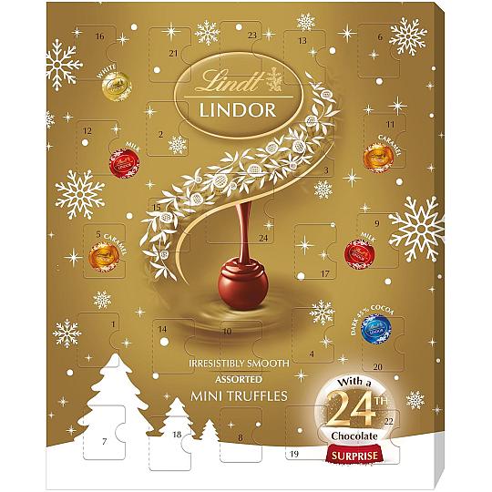 Lindt LINDOR Assorted Mini Chocolate Truffles Gold Advent Calendar