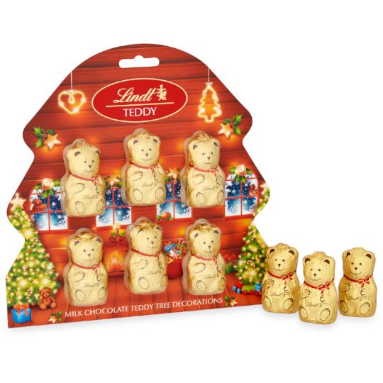 Buy Lindt TEDDY Chocolate Christmas Tree Decorations 60g from amazon Lindt TEDDY Chocolate Christmas Tree Decorations 60g