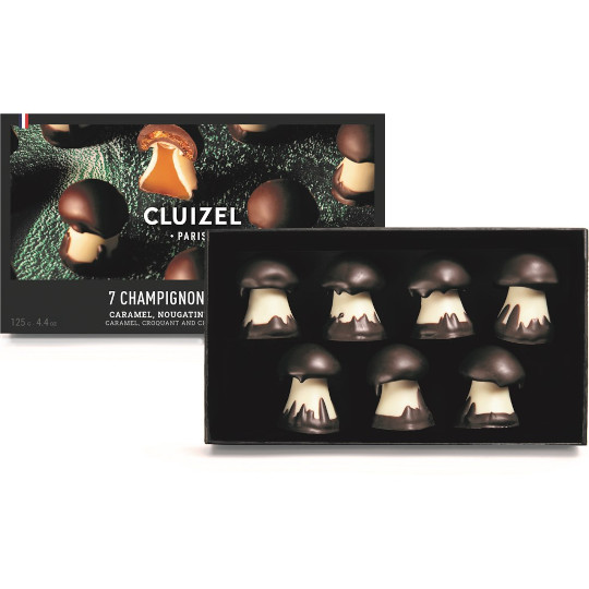 Buy CLUIZEL 7 Champignons Caramel, Nougatine & Chocolate Mushrooms from choctrade Michel Cluizel's Chocolate Mushrooms