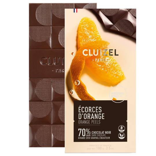 Michel Cluizel Orange Peels 70% Cocoa Dark Chocolate Bar