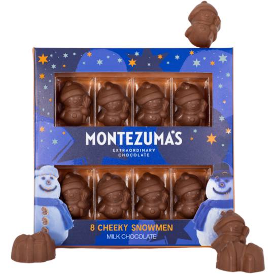 Buy Montezuma’s Chunky Milk Chocolate Snowmen from montezumas Montezuma’s Chunky Milk Chocolate Snowmen
