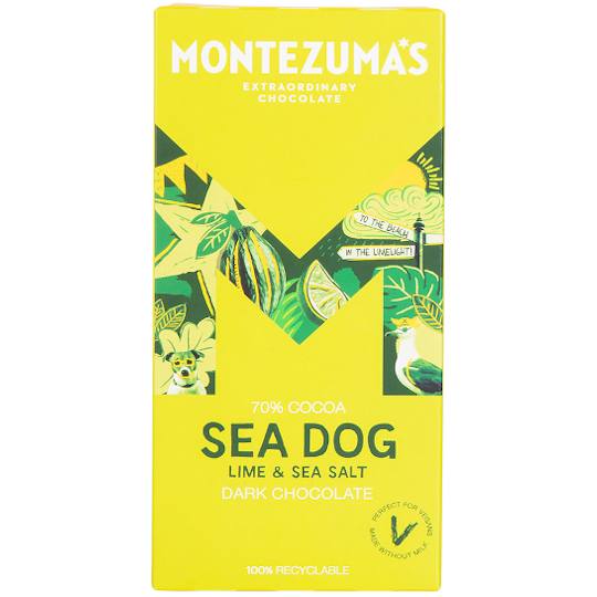 Montezuma’s Dark Chocolate Sea Dog with Lime & Sea Salt Chocolate Bar 90g