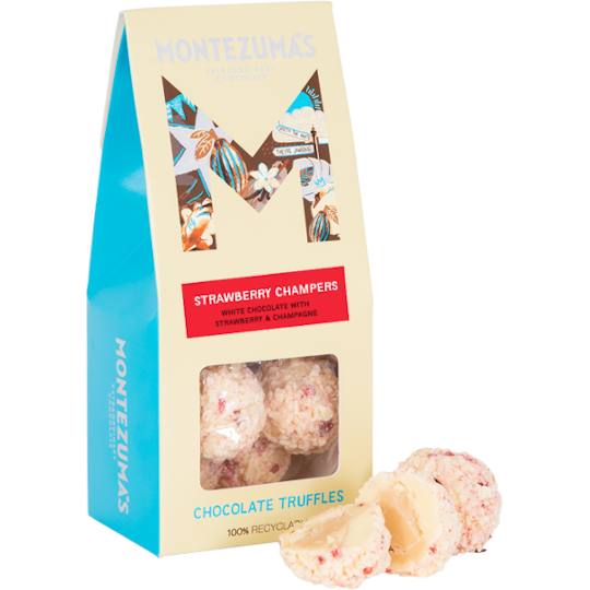 Buy Montezuma’s Strawberry Champers White Chocolate Truffles from montezumas Montezuma’s Strawberry Champers White Chocolate Truffles