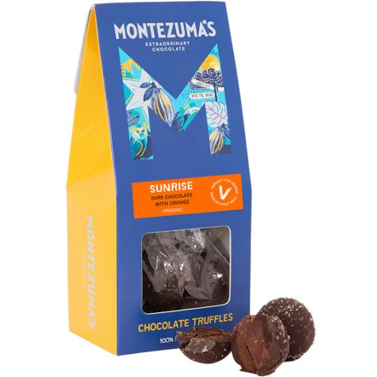 Buy Montezuma’s Sunrise Orange Dark Chocolate Truffles from montezumas Montezuma’s Sunrise Orange Dark Chocolate Truffles