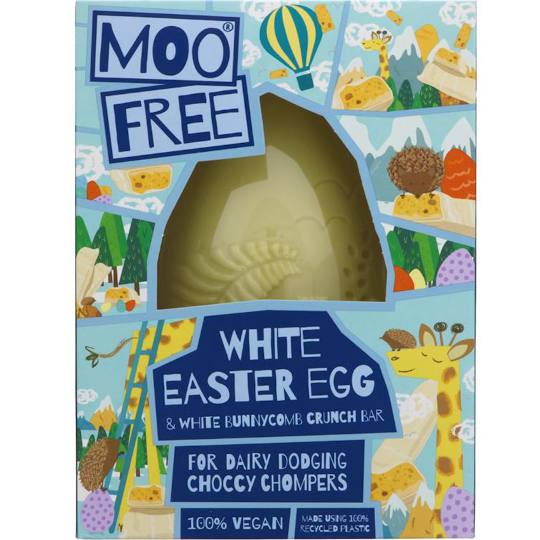 MOO FREE White Chocolate Easter Egg & White Bunnycomb Crunch Bar