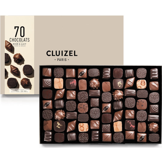 CLUIZEL 70 CHOCOLATS Dark & Milk Luxury Chocolate Gift Box 765g