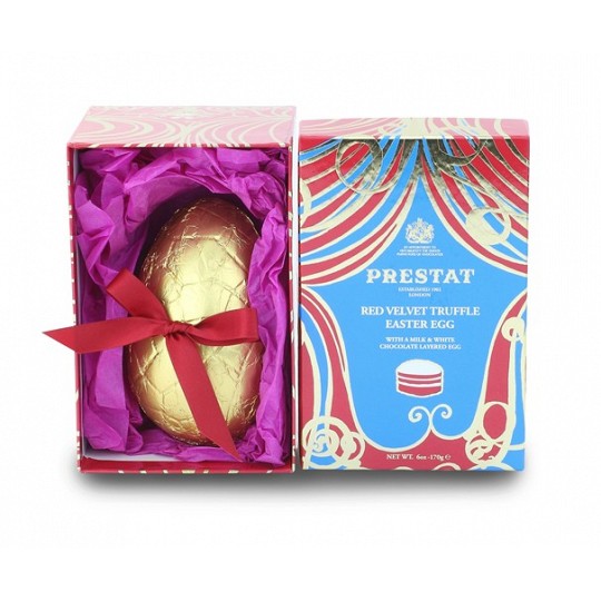 Prestat Red Velvet Truffle Easter Egg With A Milk & White Chocolate Layered Egg 170g