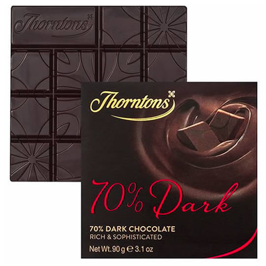 Buy Thorntons 70% Dark Chocolate Block from thorntons Thorntons 70% Dark Chocolate Block