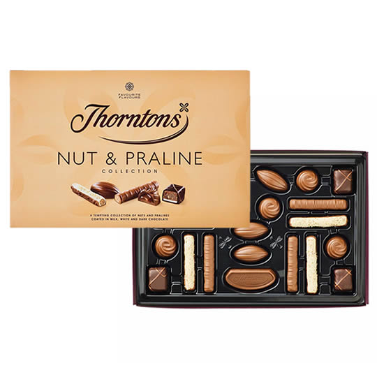 Buy Thorntons Nut & Praline Collection Chocolate Box from thorntons Thorntons Nut & Praline Collection Chocolate Box, nutty flavours and crunchy pralines chocolates.