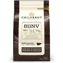 Callebaut 811NV 53.7% Cocoa Dark Chocolate Couverture Chips 1kg