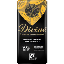 Divine Deliciously Smooth Dark Chocolate 70% Cocoa Chocolate Bar 90g