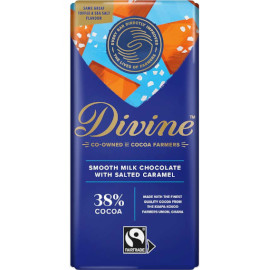 Divine Smooth Milk Chocolate with Salted Caramel 38% Cocoa Chocolate Bar 90g