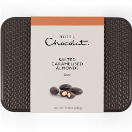 Hotel Chocolat Dark Chocolate Covered Salted Caramelised Almonds Gift Tin