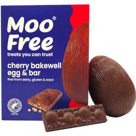 Moo Free cherry bakewell egg & moofreesas bar Chocolate Easter Egg 135g