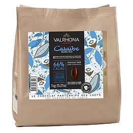 VALRHONA Caraibe 66% Cocoa Dark Chocolate Chips for Baking 1kg