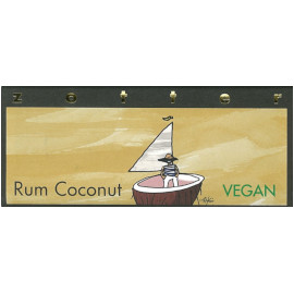 zotter hand-scooped Rum Coconut VEGAN 70% Dark Chocolate Bar 70g