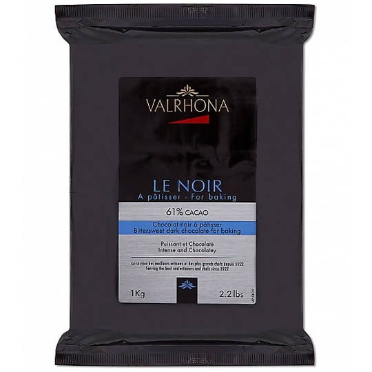 Valrhona Le Noir 61% Cocao Dark Chocolate for Baking Chocolate Block 1kg