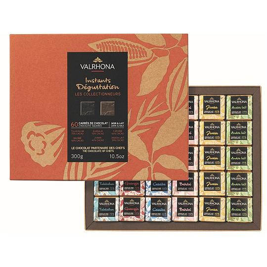 VALRHONA Les Collectionneurs 60 Dark & Milk Chocolate Tasting Squares 300g