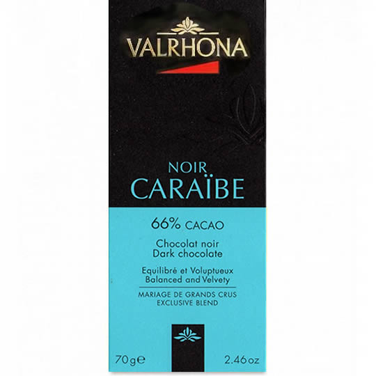 Valrhona Noir Caraïbe 66% Cacao Dark Chocolate Bar 70g